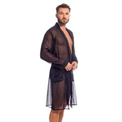 Chantilly Noir - Robe De Chambre Kimono -LHOMME INVISIBLE Soldes chantilly noir robe de chambre kimono 2