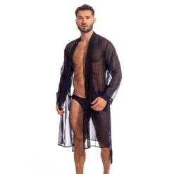 Chantilly Noir - Robe De Chambre Kimono -LHOMME INVISIBLE Soldes chantilly noir robe de chambre kimono 3