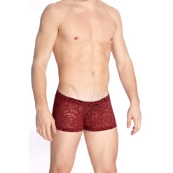 Delos Rouge - Shorty Push-Up -LHOMME INVISIBLE Soldes delos shorty push up rouge en dentelle homme 4