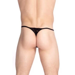 Delos Noir - String Striptease 11 Delos Noir - String Striptease -LHOMME INVISIBLE Soldes delos string striptease noir en dentelle homme 4