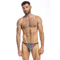 Erwan - String Striptease -LHOMME INVISIBLE Soldes erwan string striptease bleu fleuri homme 3