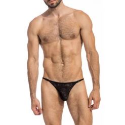 Estève - String Striptease -LHOMME INVISIBLE Soldes esteve string striptease homme noir dentelle 3