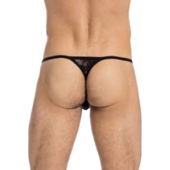 Estève - String Striptease -LHOMME INVISIBLE Soldes esteve string striptease homme noir dentelle 5