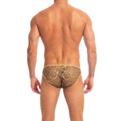 Halcyonique - Mini Slip -LHOMME INVISIBLE Soldes halcyonique mini slip dentelle or pour homme 2