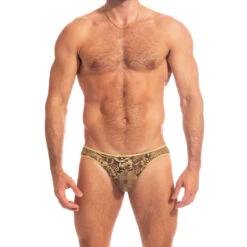 Halcyonique - Mini Slip -LHOMME INVISIBLE Soldes halcyonique mini slip dentelle or pour homme 3