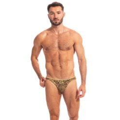 Halcyonique - Mini Slip -LHOMME INVISIBLE Soldes halcyonique mini slip dentelle or pour homme 5