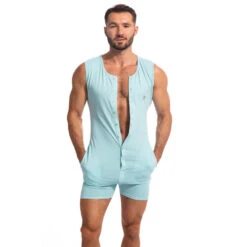 Hypnos Ice Blue - Body Court S/Manche -LHOMME INVISIBLE Soldes hypnos ice blue combinaison court smanche homme 5