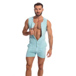Hypnos Ice Blue - Body Court S/Manche -LHOMME INVISIBLE Soldes hypnos ice blue combinaison court smanche homme 8