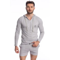 Louspo - Sweat à Capuche -LHOMME INVISIBLE Soldes louspo sweat homme a capuche gris chine 3