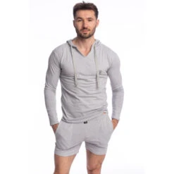 Louspo - Sweat à Capuche -LHOMME INVISIBLE Soldes louspo sweat homme a capuche gris chine 4