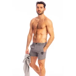 Miami - Short Gris/Noir -LHOMME INVISIBLE Soldes miami short homme grisnoir 5