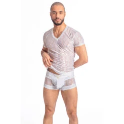 Picasso Blanc - T-shirt Col V -LHOMME INVISIBLE Soldes picasso blanc t shirt col v homme 3