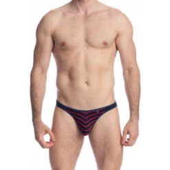 Querelle De Brest - String Bikini -LHOMME INVISIBLE Soldes querelle de brest string bikini raye rouge homme 3