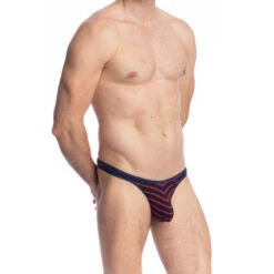 Querelle De Brest - String Bikini -LHOMME INVISIBLE Soldes querelle de brest string bikini raye rouge homme 4