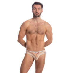Devant -LHOMME INVISIBLE Soldes rayures orange mini slip 1