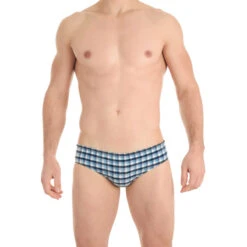 Vichy Marine - Slip De Bain -LHOMME INVISIBLE Soldes vichy bleu slip de bain homme fils teints 2