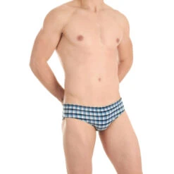 Vichy Marine - Slip De Bain -LHOMME INVISIBLE Soldes vichy bleu slip de bain homme fils teints 5